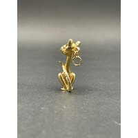 Unisex 9ct Yellow Gold Vintage Cat Pendant