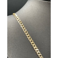 Unisex 9ct Yellow Gold Curb Link Necklace with Cross Pendant