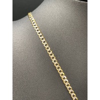 Unisex 9ct Two Tone Gold Curb Link Necklace with Cross Pendant