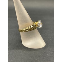 Ladies 14ct Yellow Gold Cubic Zirconia Ring