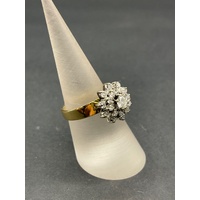 Ladies 18ct Yellow Gold Diamond Cluster Flowerette Ring