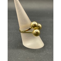 Ladies 14ct Yellow Gold Plain 3 Ball Wrap Around Ring