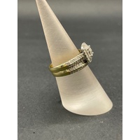 Ladies 9ct Yellow Gold Diamond Cluster Wedding Ring Set