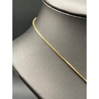 Ladies 18ct Yellow Gold Box Link Necklace & Heart Pendant