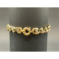 Ladies 9ct Yellow Gold Fancy Link Diamond Bracelet