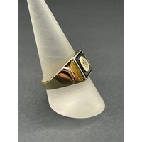 Men's 9ct Yellow Gold Black Onyx and Diamond Ring