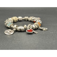 Ladies 925 Sterling Silver Pandora Snake Link Charm Bracelet