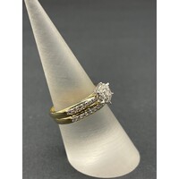 Ladies 9ct Yellow Gold Diamond Ring Set