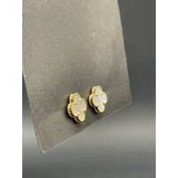 Ladies 18ct Yellow Gold Clover Stud Earrings