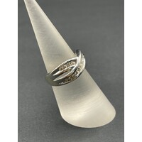 Ladies 9ct White Gold Diamond Cross Over Ring