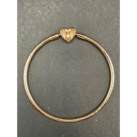 Ladies Rose Gold Plated Metal Round Bangle