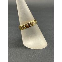 Unisex 18ct Yellow Gold Laser Cut Pattern Ring