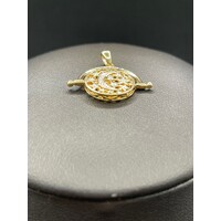 Unisex 9ct Yellow Gold Round Star and Moon Pendant