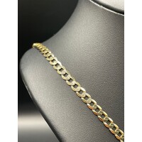 Men's 10ct Yellow Gold Curb Link Necklace with Cross Pendant