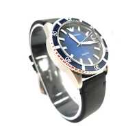 Emporio Armani Mens Blue Dial Black Leather Strap 100m WR Watch AR11516