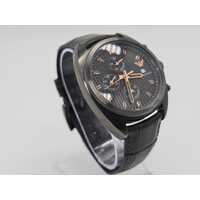 Emporio Armani Gunmetal Dial Black Embossed Genuine Leather Band Watch AR6127