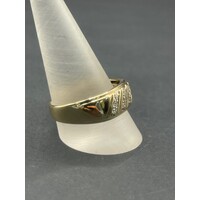 Mens 9ct Yellow Gold Diamond Ring