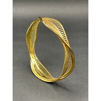 Ladies 22ct Yellow Gold Round Pattern Bangle