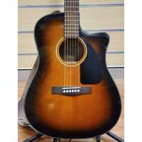 Fender Semi-Acoustic Electric Guitar Sunburst Single-Cut CD60CE Leather Strap