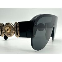 Versace Medusa Biggie GB1/87 140 3N Shield Black Dark Grey Mens Sunglasses