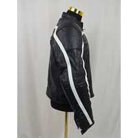 Torque Leather Motorcycle Jacket Black White Size XL