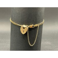 Ladies 9ct Yellow Gold Fancy Link Heart Locket Bracelet