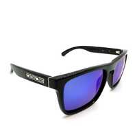 Dirty Dog Monza 53267 Shiny Black Blue Lens Sunglasses with Pouch and Wipe Cloth