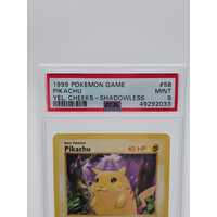 Pokémon TCG 1999 Pikachu Yellow Cheeks Shadowless #58 Graded PSA Mint 9