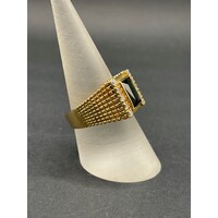 Mens 18ct Yellow Gold Gemstone CZ Ring