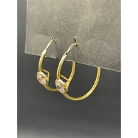 Ladies 18ct Yellow Gold Round Hoop Cubic Zirconia Earrings