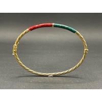 Ladies 9ct Yellow Gold Oval Hinged Bangle