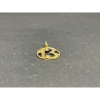 Ladies 18ct Yellow Gold Round No.13 Pendant