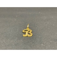 Unisex 18ct Yellow Gold Letter B Pendant