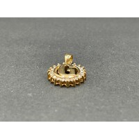 Ladies 9ct Yellow Gold Letter G Cubic Zirconia Halo Pendant