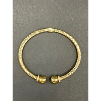 Ladies 18ct Yellow Gold Cuff Hinged Bangle