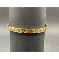 Ladies 18ct Yellow Gold Oval Hinged Bangle