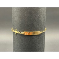 Childs 9ct Yellow Gold Cable Link ID Bracelet