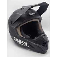 Oneal Flat Solid Black MX Helmet (Size L) Lightweight Impact-Resistant