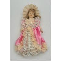 Unbranded Porcelain Doll with Dress and Hat