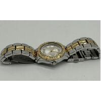 Guess Ladies Stainless Steel Silver Gold Tone Crystal Accented Watch U0026L1