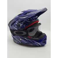 THH T-42 Full Face BMX Bike Youth Helmet Blue Silver Size S with Oakley Goggles