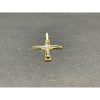 Unisex 18ct Two Tone Gold Crucifix Cross Pendant