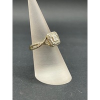 Ladies 10ct Yellow Gold Diamond Cluster Ring