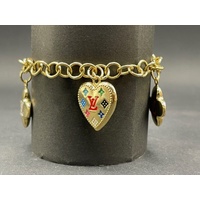 Ladies 18ct Yellow Gold Ring Link Clover Charm Bracelet