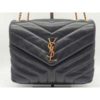 Yves Saint Laurent YSL Black Quilted Leather Small LouLou Bag Gold Chain Strap