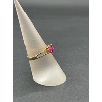 Ladies 21ct Yellow Gold Red Gemstone Ring