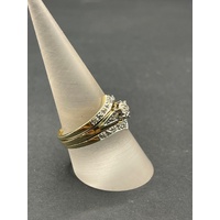 Ladies 9ct Yellow Gold 3 Set Diamond Rings