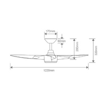 Domus Blast 48 Inch 1220mm 3 Blade DC Ceiling Fan White