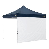 OZtrail Deluxe 3x3m Gazebo 2 White Solid Walls and 2 Solid Walls Centre Zip Wall