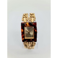 Guess Ladies Gold Tone Tortoise Analog Quartz Watch